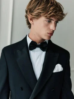 Discount Next Black Signature Nova Fides 100% Italian Wool Double Breasted Tuxedo Suit Jacket