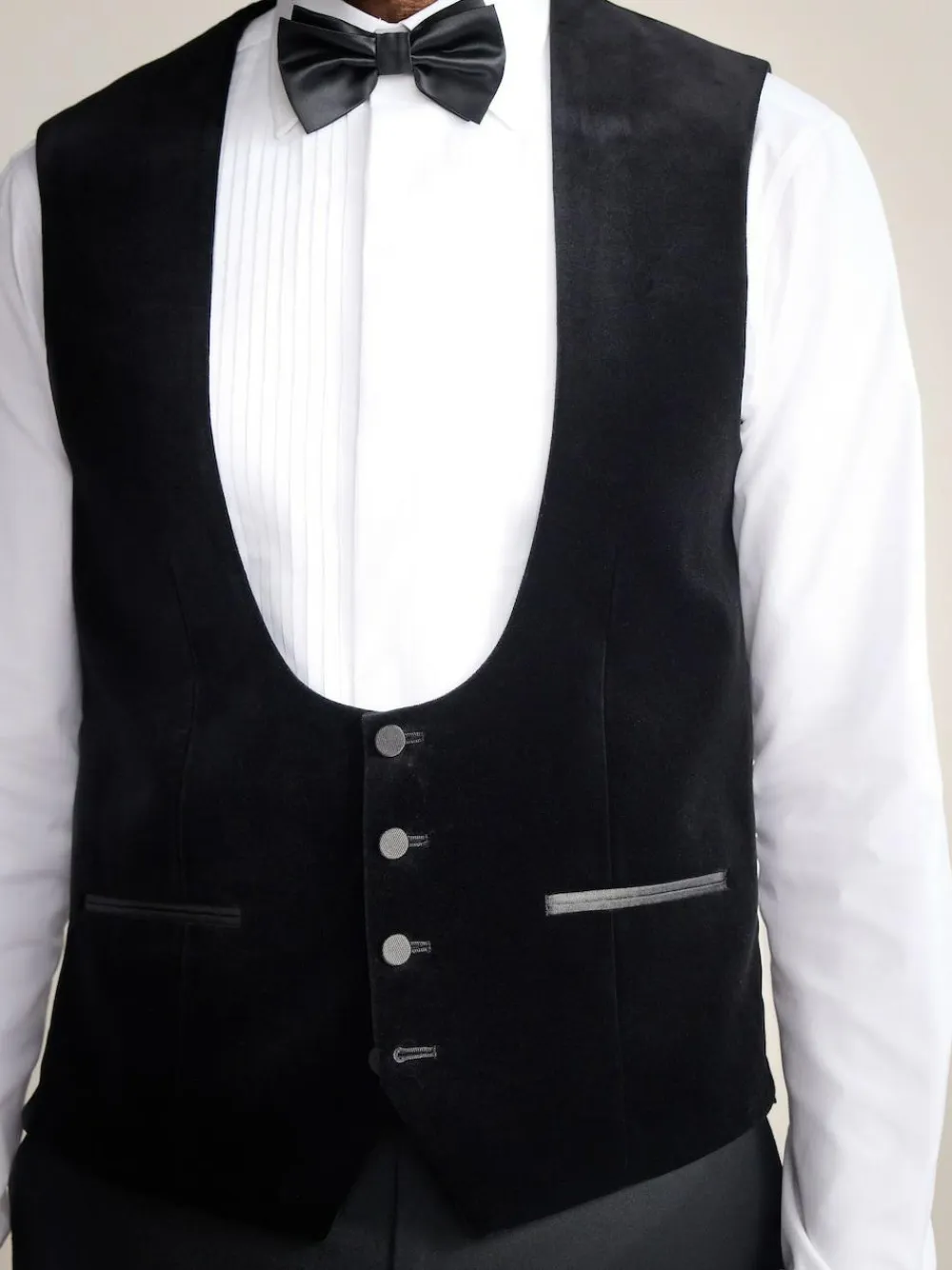 Next Black Signature Pontoglio Italian Velvet Waistcoat^ Coats & Jackets|Coats & Jackets