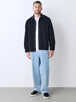 Online Next Single pocket Corduroy Shacket Overshirt Black