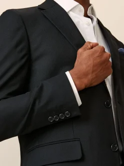 New Next Skinny Fit Textured Suit Jacket Black