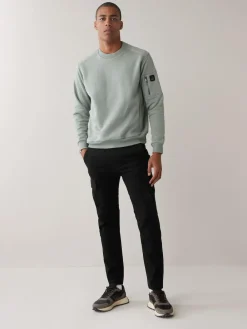 Outlet Next Black Slim Fit Cotton Stretch Cargo Trousers