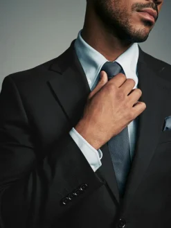 Next Slim Fit Flannel Suit Jacket^ Black Suits|Suits & Tuxedos