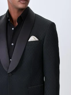 Sale Next Slim Fit Jacquard Tuxedo Suit Jacket Black
