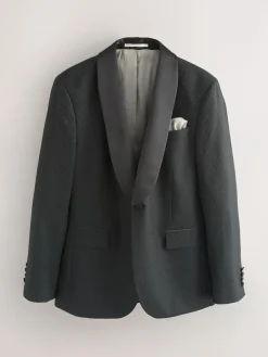 Sale Next Slim Fit Jacquard Tuxedo Suit Jacket Black