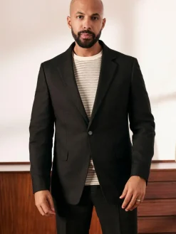 Discount Next Black Slim Fit Linen-Blend Suit Jacket