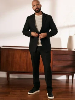 Discount Next Black Slim Fit Linen-Blend Suit Jacket