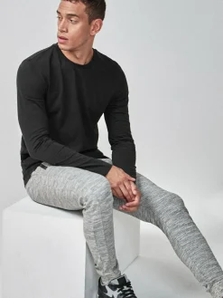 Next Slim Fit Long Sleeve Crew Neck T-Shirt Black