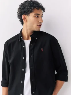 Next Black Slim Fit Long Sleeve Oxford Shirt