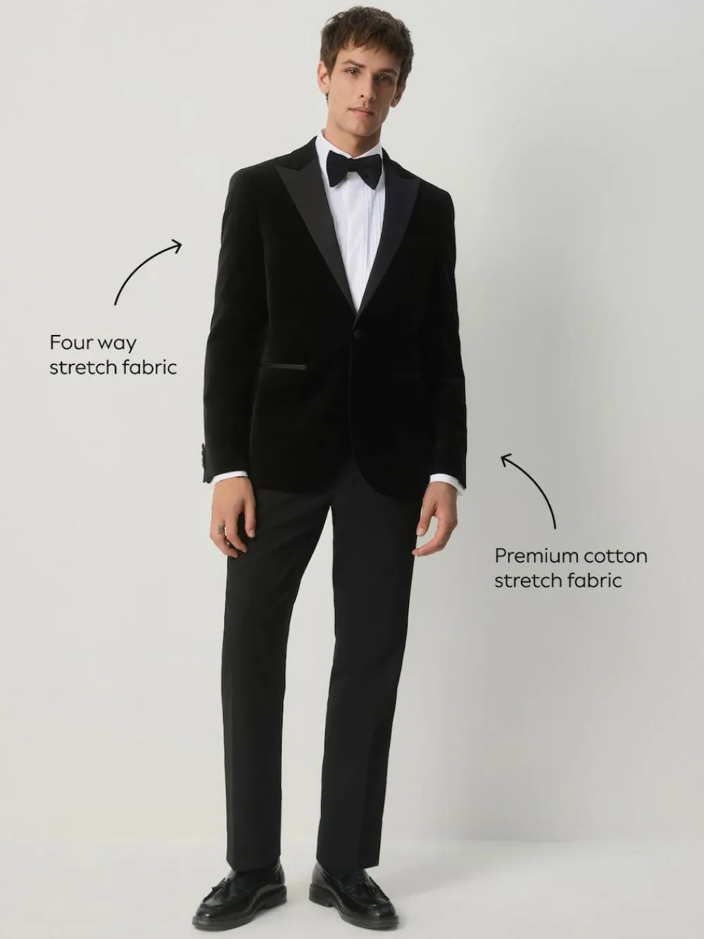 Hot Next Slim Fit Motionflex Stretch Velvet Blazer Black