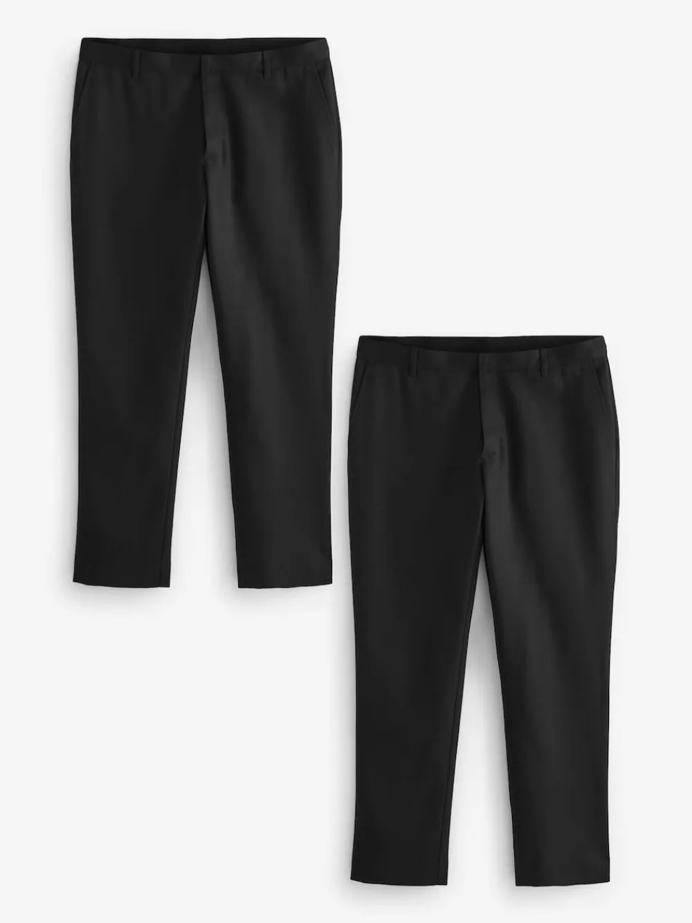 Online Next Slim Fit Plain Front Smart Trousers 2 Pack Black
