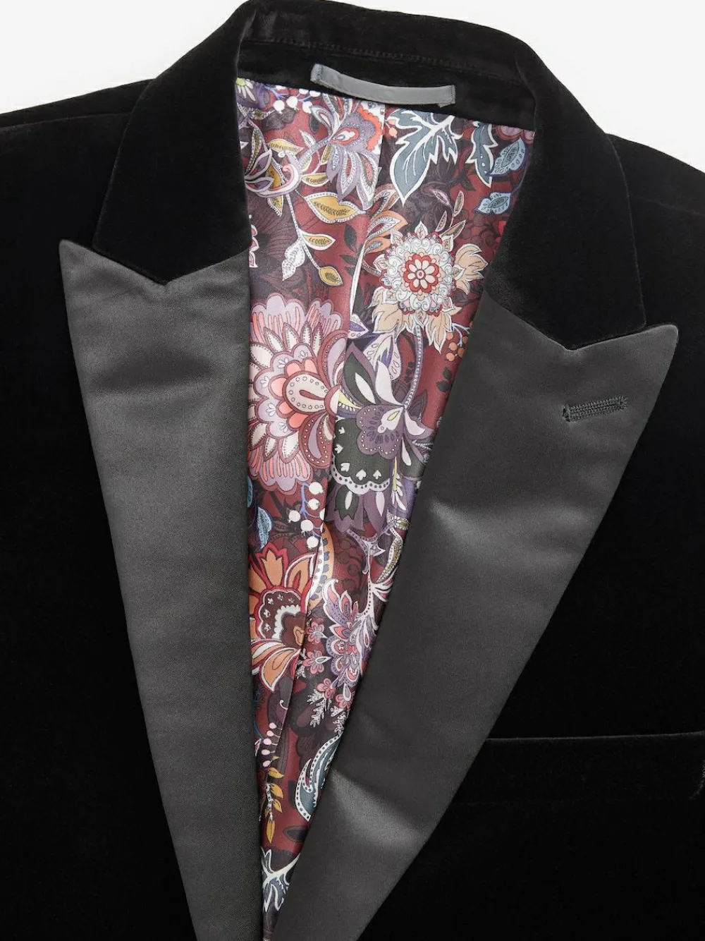 Next Slim Fit Signature Pontoglio Italian Velvet Blazer Black