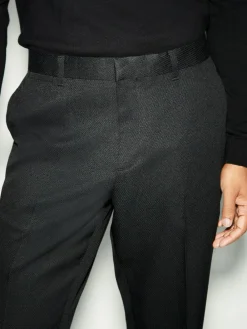 Clearance Next Black Slim Fit Tape Detail Textured Tuxedo Trousers