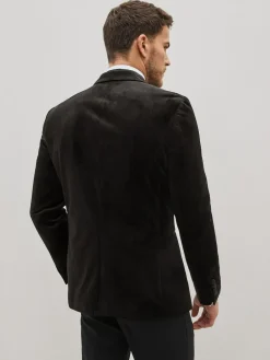 Next Slim Fit Velvet Blazer Black