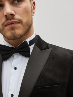 Next Slim Fit Velvet Blazer Black