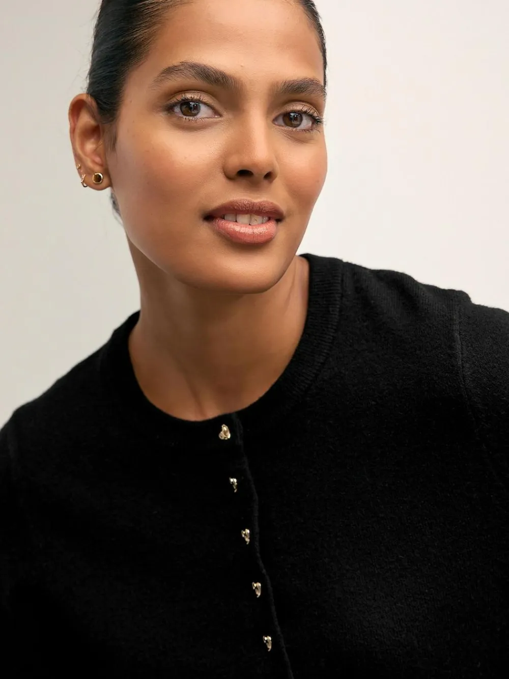 Outlet Next Black Slim Supersoft Crew Neck Cardigan with Wool