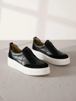 Next Slip On Signature Leather Chunky Wedge Platform Trainers^Women Sneakers