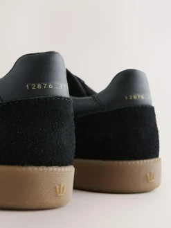 New Next Smart Casual Lace-Up Trainers with Suede Trim Black