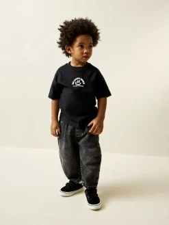 Online Next Black Smile Short Sleeve Small Graphic T-Shirt (3mths-7yrs)