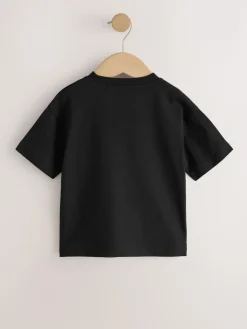 Online Next Black Smile Short Sleeve Small Graphic T-Shirt (3mths-7yrs)