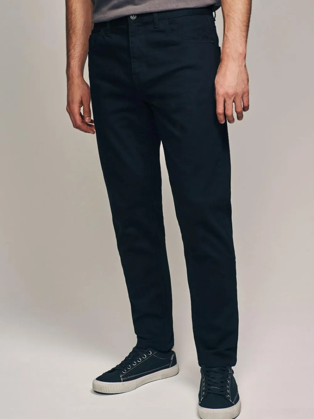 Next Black Solid Regular Tapered Fit Classic Stretch Jeans