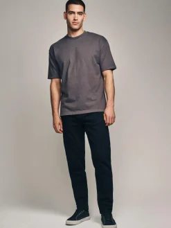 Next Black Solid Regular Tapered Fit Classic Stretch Jeans