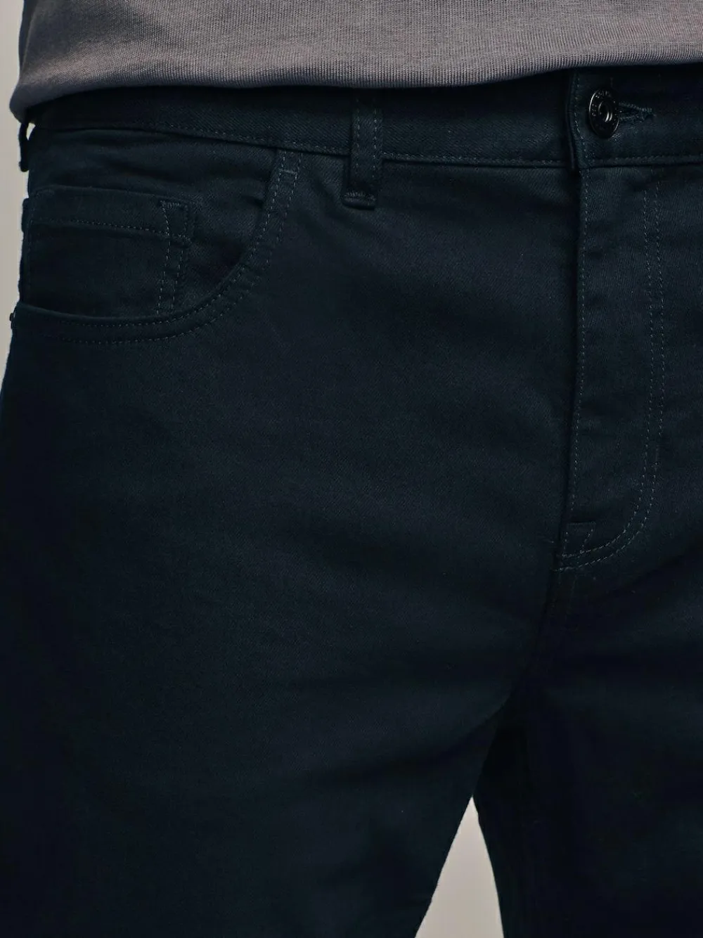 Next Black Solid Regular Tapered Fit Classic Stretch Jeans