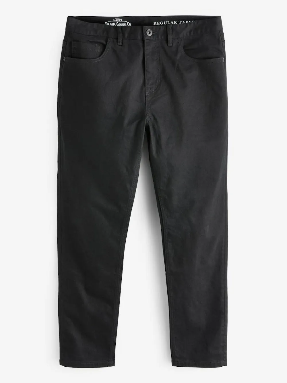 Next Black Solid Regular Tapered Fit Classic Stretch Jeans
