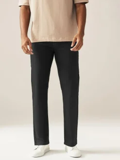 Next Black Solid Single Straight Fit Classic Stretch Jeans^ Jeans|Jeans