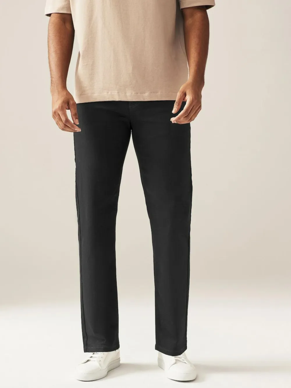 Next Black Solid Single Straight Fit Classic Stretch Jeans^ Jeans|Jeans