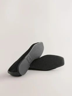 Next Black Square Toe Ballerina Shoes^Women Flats