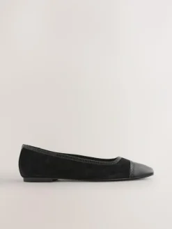 Next Black Square Toe Ballerina Shoes^Women Flats