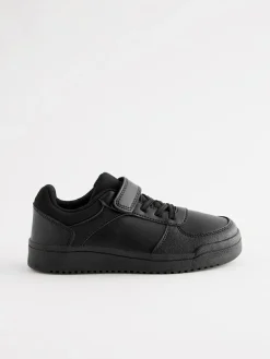 Next Black Standard Fit (F) 1 Strap Elastic Lace School Trainers^BOY Sneakers|School Shoes
