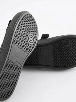 New Next Standard Fit (F) Butterfly Embroidered School Plimsoll Shoes Black
