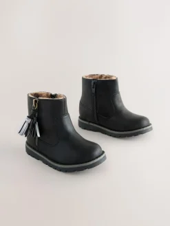 Best Next Black Standard Fit (F) Chelsea Zip Tassel Ankle Boots