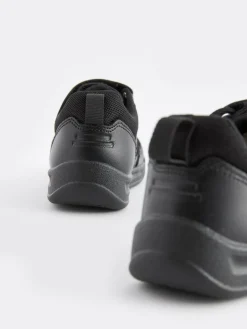 Sale Next Black Standard Fit (F) Elastic Lace School Trainers