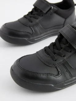 Sale Next Black Standard Fit (F) Elastic Lace School Trainers