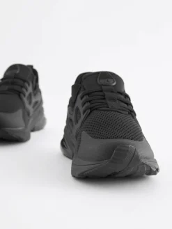 New Next Standard Fit (F) Elastic Lace Trainers Black