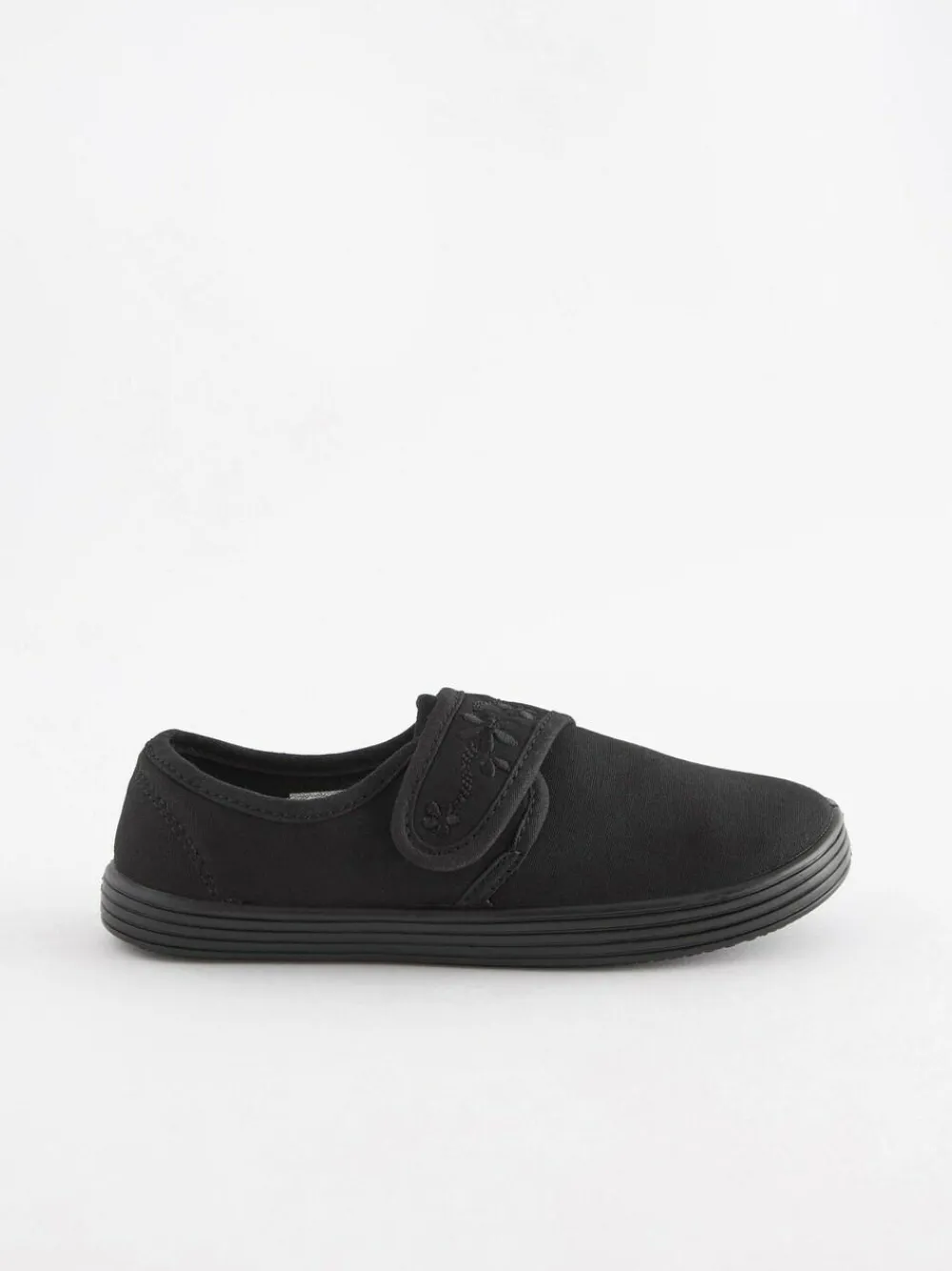 Next Black Standard Fit (F) Embroidered Strap School Plimsolls^ Shoes