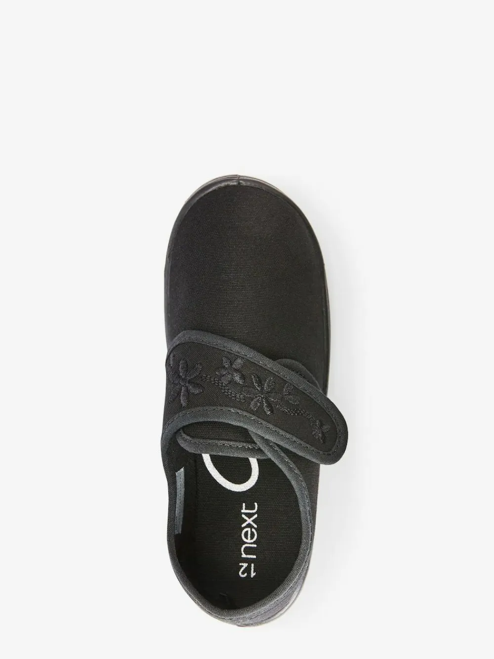 Next Black Standard Fit (F) Embroidered Strap School Plimsolls^ Shoes