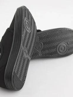 Next Black Standard Fit (F) Embroidered Strap School Plimsolls^ Shoes