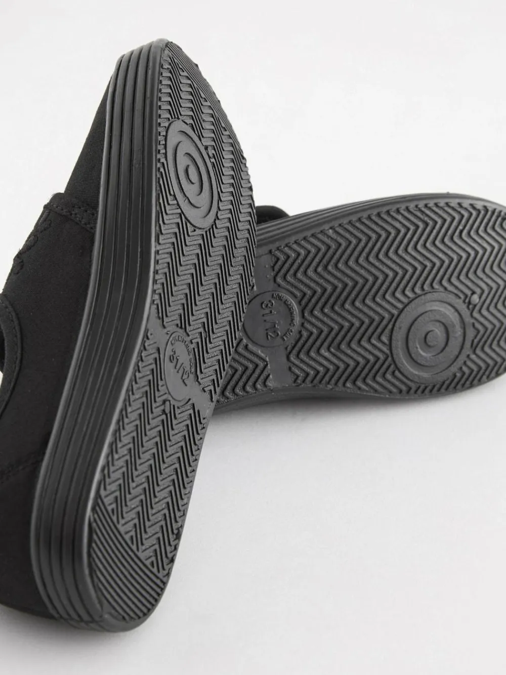 Next Black Standard Fit (F) Embroidered Strap School Plimsolls^ Shoes