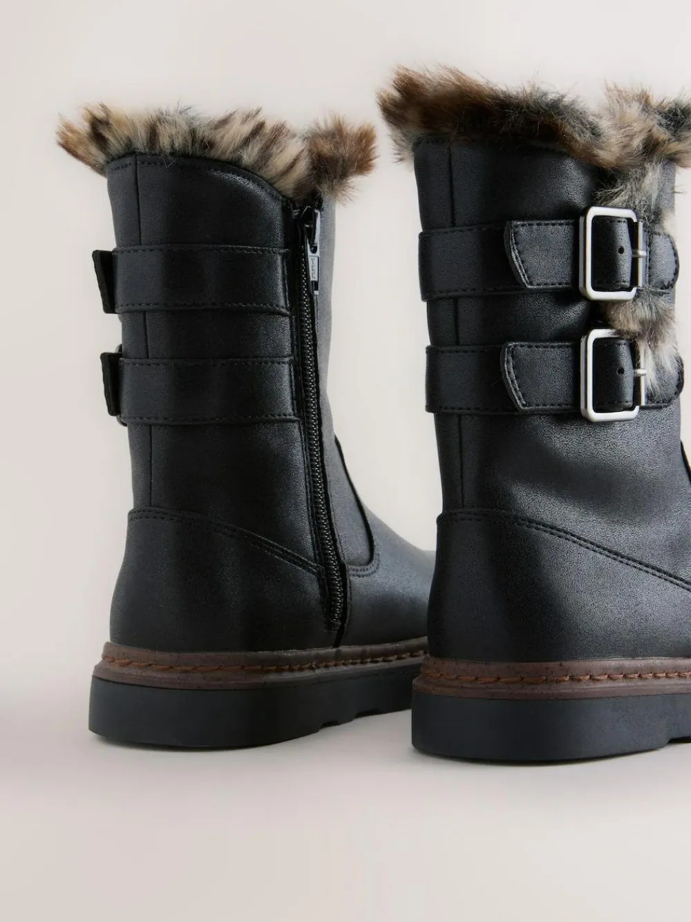 Sale Next Standard Fit (F) Faux Fur Lined Buckle Boots Black