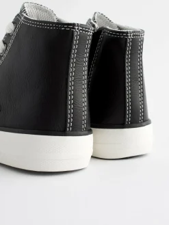 Next Black Standard Fit (F) High Top Trainers^BOY Sneakers|Sneakers