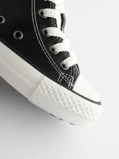 Next Black Standard Fit (F) High Top Trainers^BOY Sneakers|Sneakers