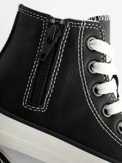 Next Black Standard Fit (F) High Top Trainers^BOY Sneakers|Sneakers