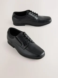 Next Black Standard Fit (F) Lace-Up Leather School Shoes^BOY School Shoes|Boys Shoes