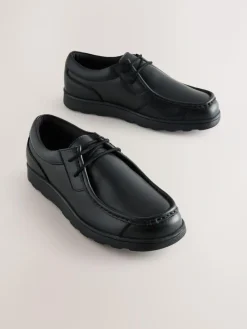 Best Next Black Standard Fit (F) Leather Lace Up School Shoes