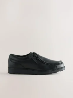 Best Next Black Standard Fit (F) Leather Lace Up School Shoes