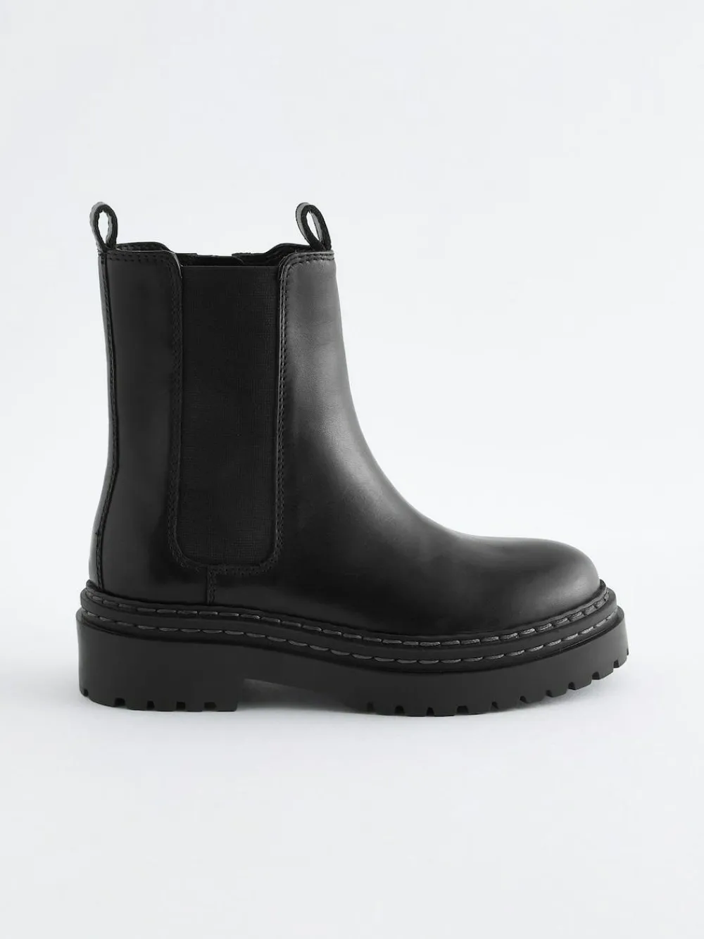 Sale Next Standard Fit (F) Leather Chunky Chelsea Boots Black