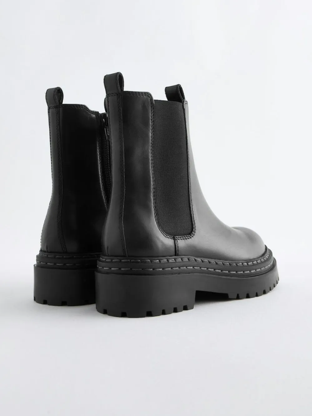 Sale Next Standard Fit (F) Leather Chunky Chelsea Boots Black